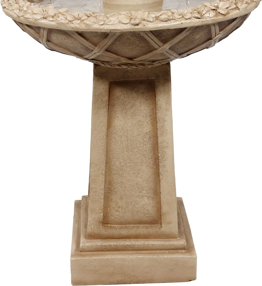 Sunnydaze Decor 2-Tier Beveled Flower Birdbath Water Fountain