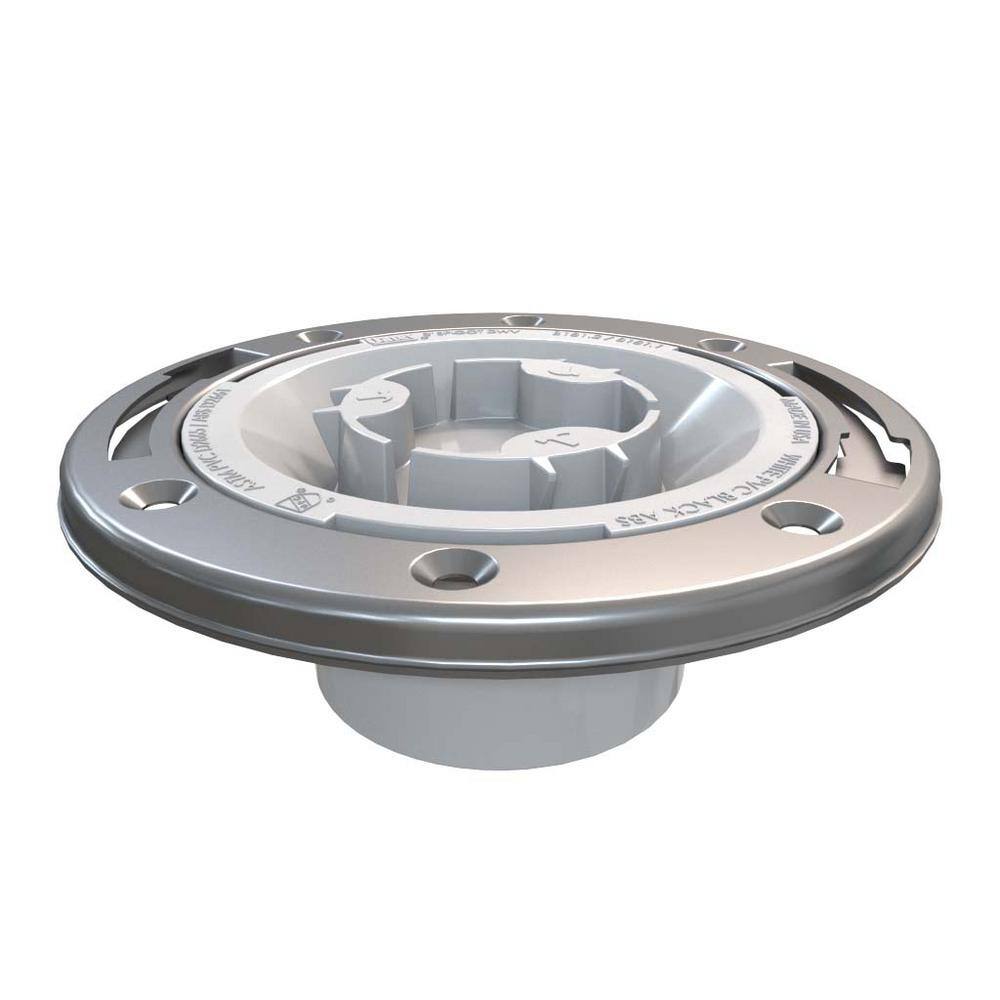 Oatey Fast Set 3 in. PVC Hub Spigot Toilet Flange with Test Cap and Stainless Steel Ring 435882