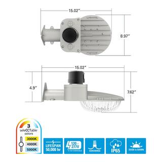 HALO ALP 250-Watt Equivalent Integrated LED Grey Premium Area Light Field Selectable CCT 3000K4000K5000K ALP90LSFSUNVDGY