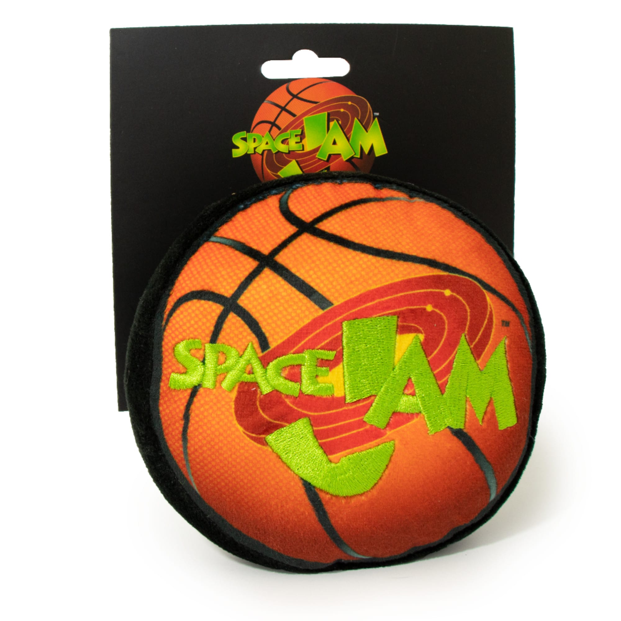 Buckle-Down Looney Tunes Space Jam Basketball Logo Plush Squeaker Dog Toy， Small