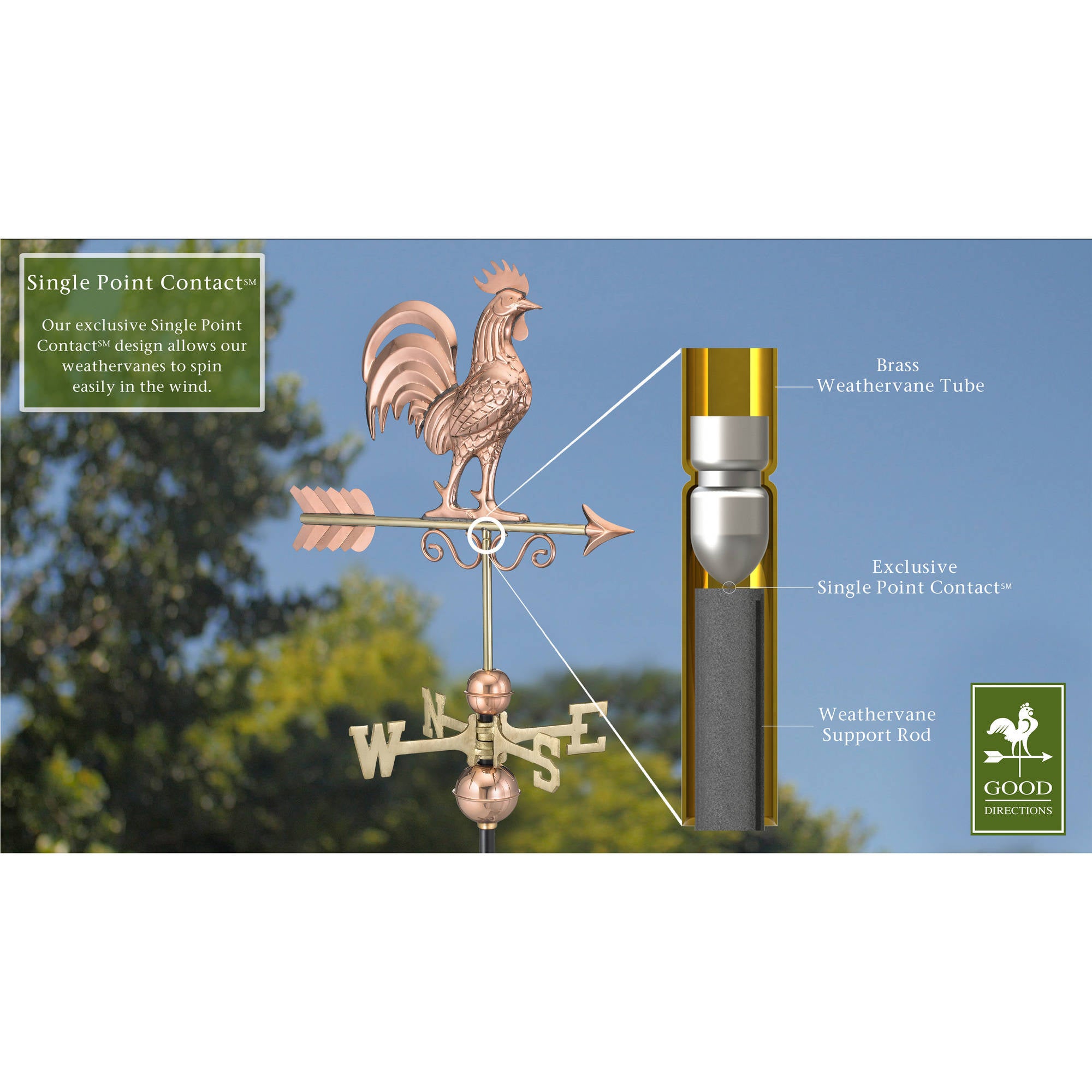 Bantam Rooster Weathervane - Polished Copper by Good Directions