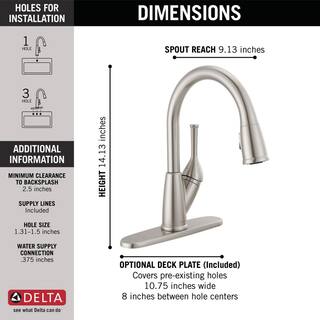 Delta Classic Single Handle Pull Down Sprayer Kitchen Faucet in Stainless Steel 19810-SS-DST