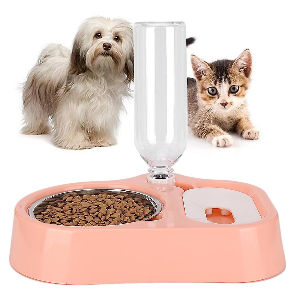 2 In 1 Pet Feeder Automatic Cats Water Dispenser Feeding Food Drinking Bowls For Dogs Suppliespink