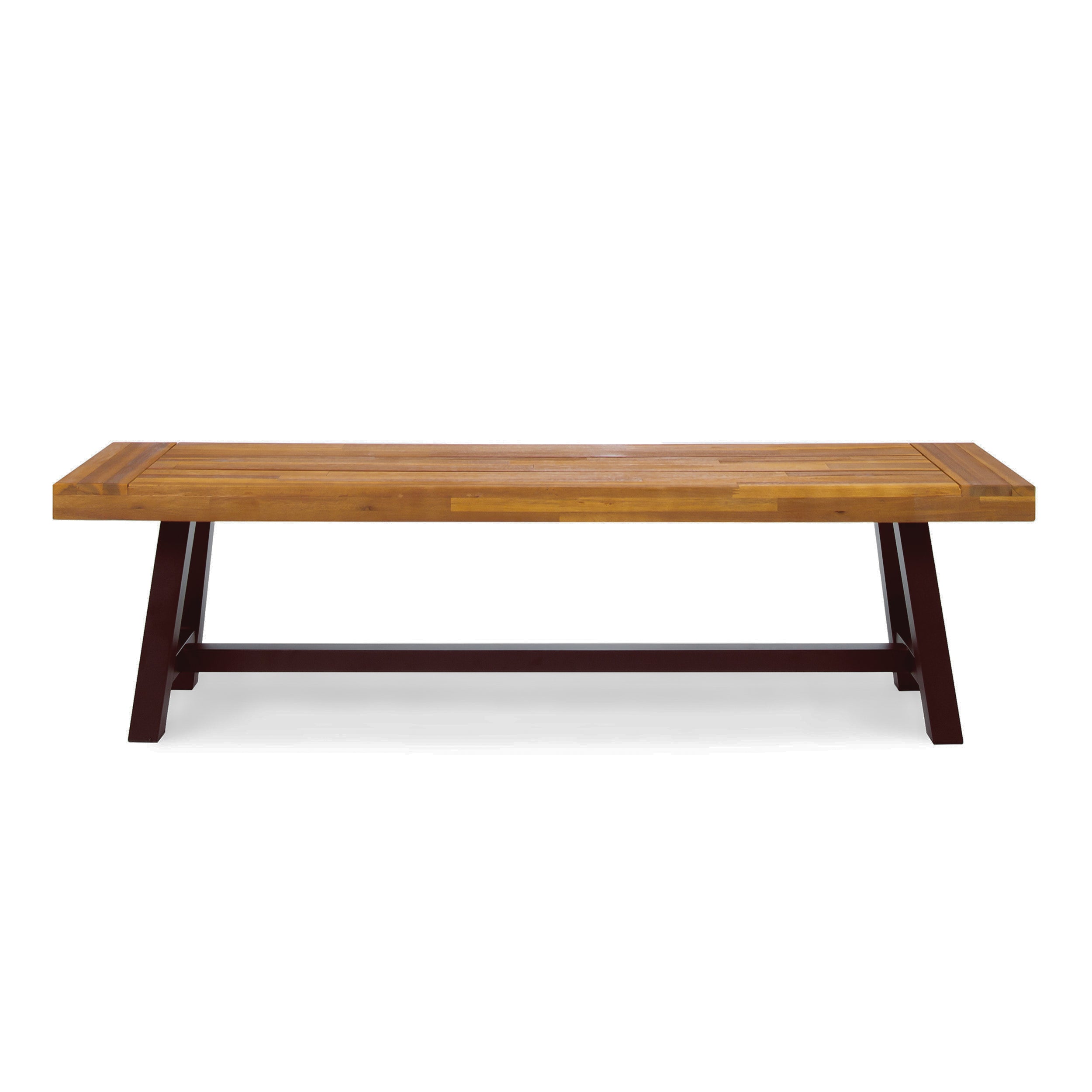 Bowman Outdoor Sandblack Finish Acacia Wood & Rustic Metal Bench