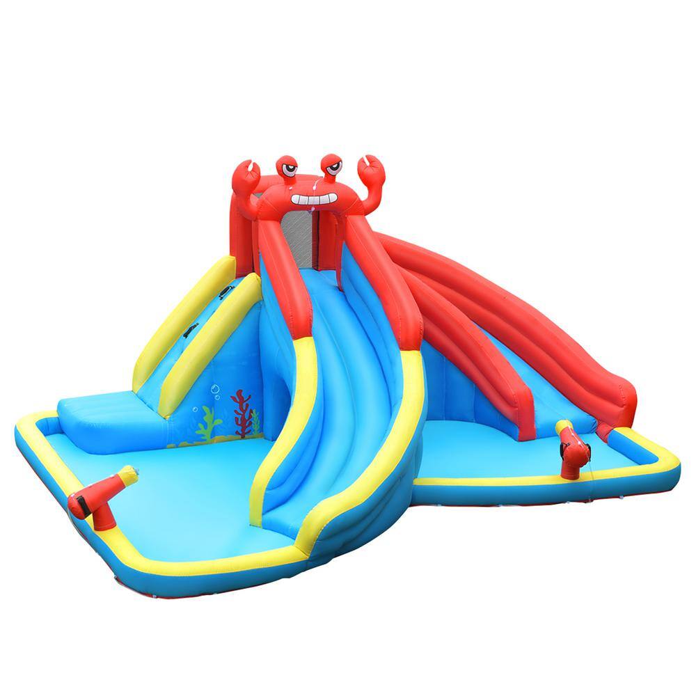 Gymax Inflatable Water Park Bounce House Crab with 2 Slides Climbing Wall Tunnel GYM05213