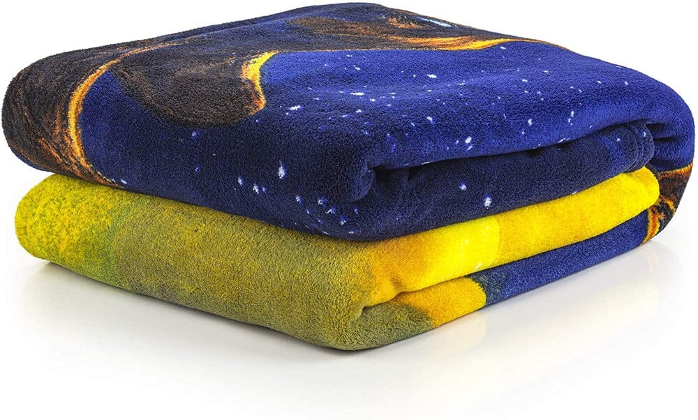 Golden Moon Wolf Super Soft Plush Fleece Throw Blanket