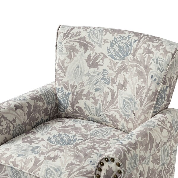 Nyctelius Traditional Nailhead Trim Accent Armchair with Floral Pattern Set of 2 by HULALA HOME