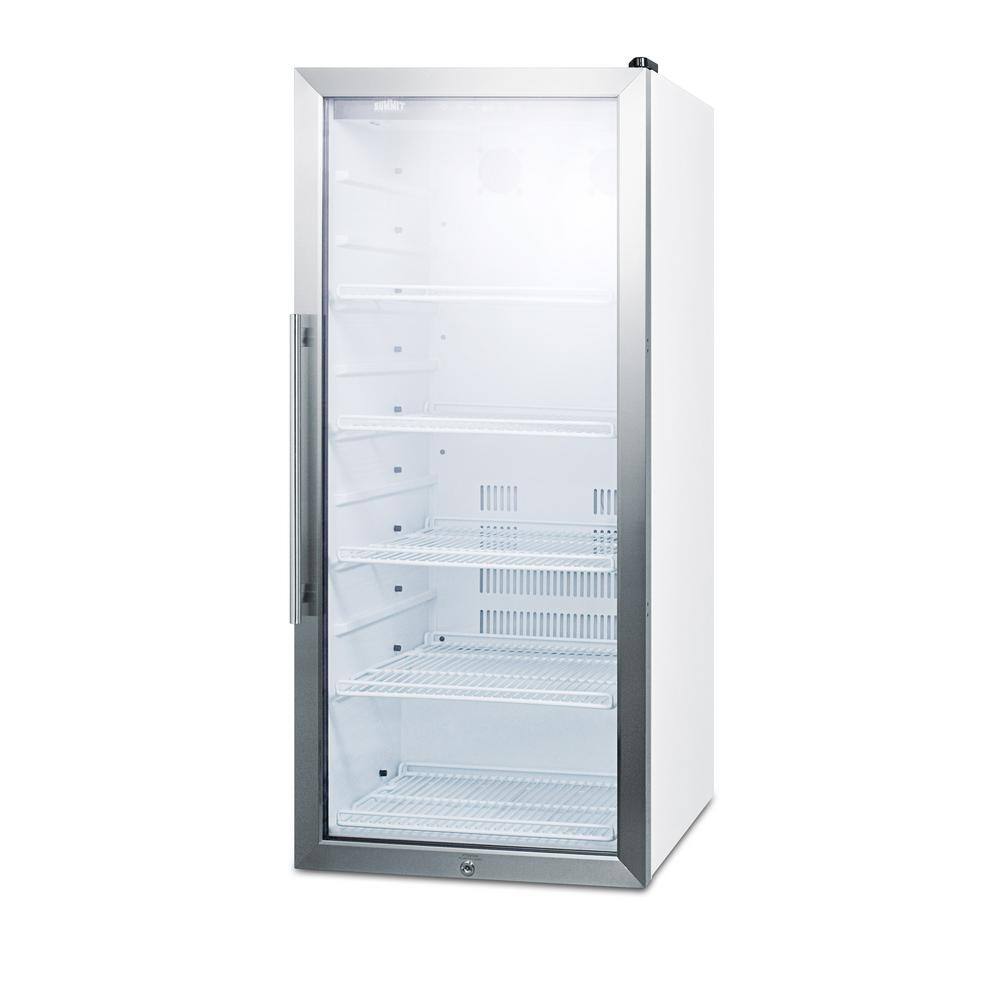 Summit Appliance 22 in. 9 cu. ft. Commercial Refrigerator in White with Glass Door SCR1006W