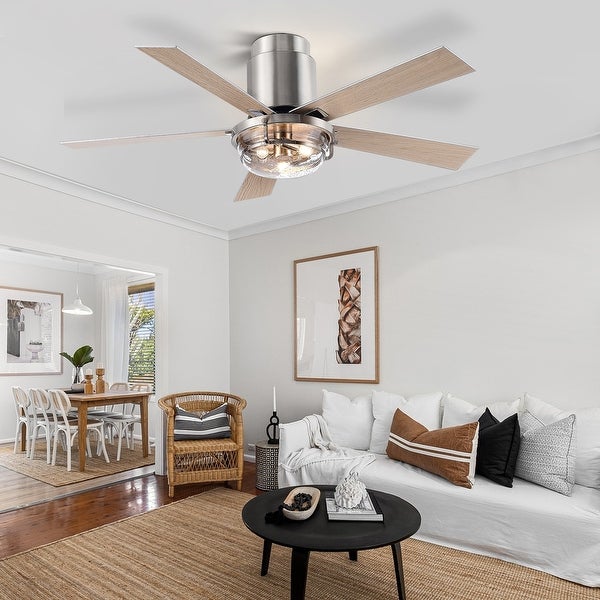 52 In Flush Mount Ceiling Fan with Light Remote(Brushed Nickel) Shopping - The Best Deals on Ceiling Fans | 40786437