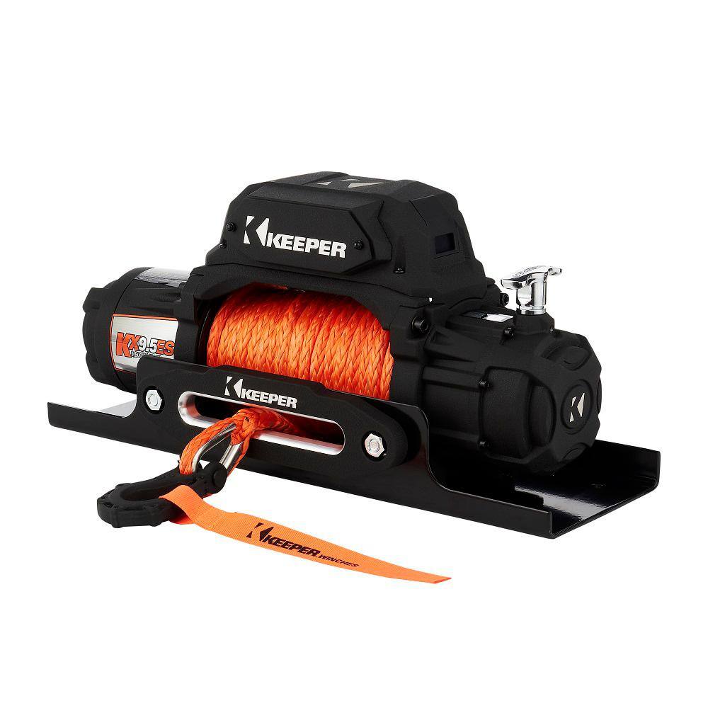 Keeper 12-Volt DC 9500 lbs. Winch with Synthetic Rope KX95132-1