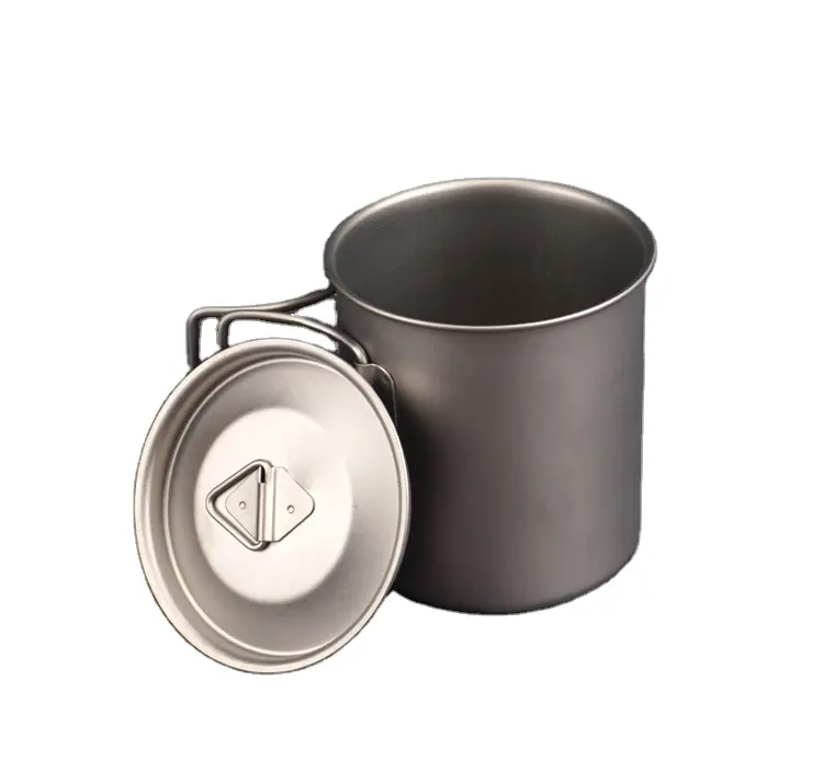 Outdoor Camping Cup Pure Titanium cup alloy mug Camping portable Folding  cup with lid Titanium