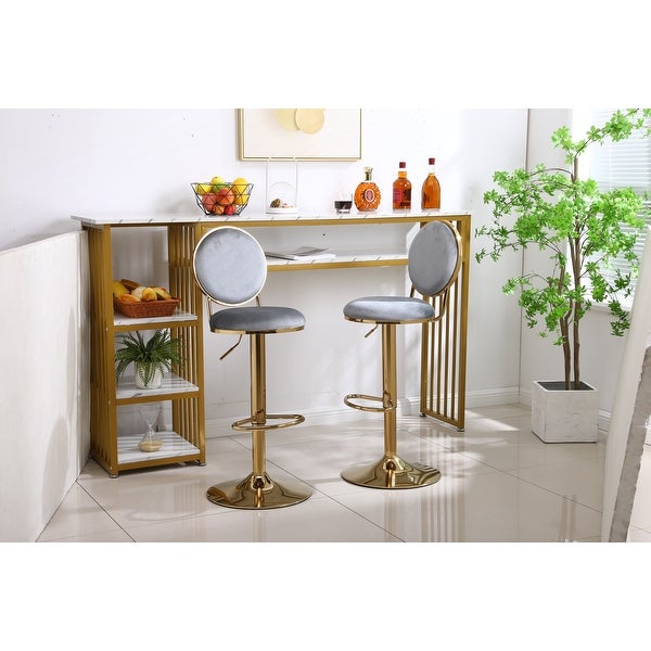 Bar Stools Set of 2 Velvet Breakfast Dining Bar Stools Counter Height Bar Chairs with Metal Frame And Footrest