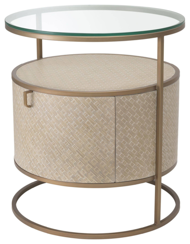 Round Woven Oak Bedside Table  Eichholtz Napa Valley   Contemporary   Side Tables And End Tables   by Oroa   Distinctive Furniture  Houzz