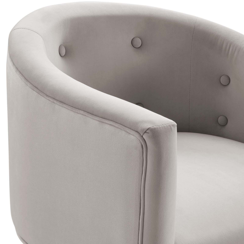 Savour Tufted Performance Velvet Accent Chair Light Gray   Midcentury   Dining Chairs   by Morning Design Group  Inc  Houzz