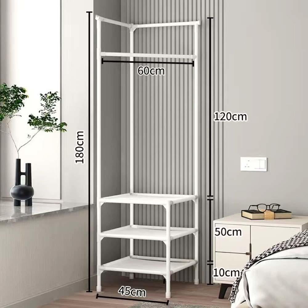 Floor-standing Corner Coat Rack Multi-function Floor Standing Clothes Hanger Racks Removable Metal Clothing Storage Shelf