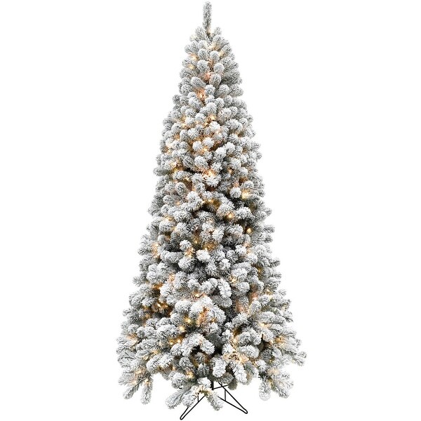 Fraser Hill Farm 12Ft. Flocked Alaskan Pine Christmas Tree with Smart String Lighting