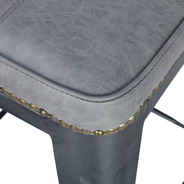 Metropolis KD PU Metal Backless Counter Stool， Vintage Mist Gray - Size: 17