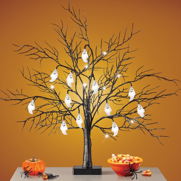 Collections Etc Led Lighted Halloween Ghost Tabletop Tree Decoration 4 X 4 X 1 10