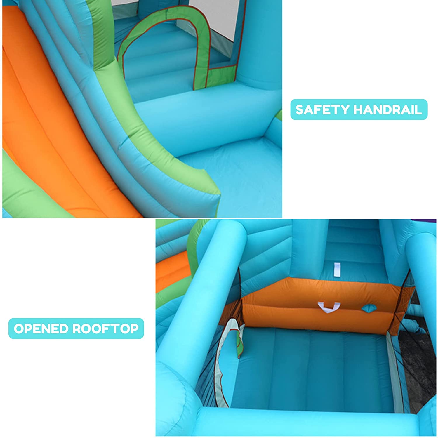 Inflatable Water Slide Bounce House, 6 in 1 Kids Jumping Castle Water Park w/Splash Pool, Waterslides, Climbing, Water Cannon, Blow up Water Slides for Kids Backyard