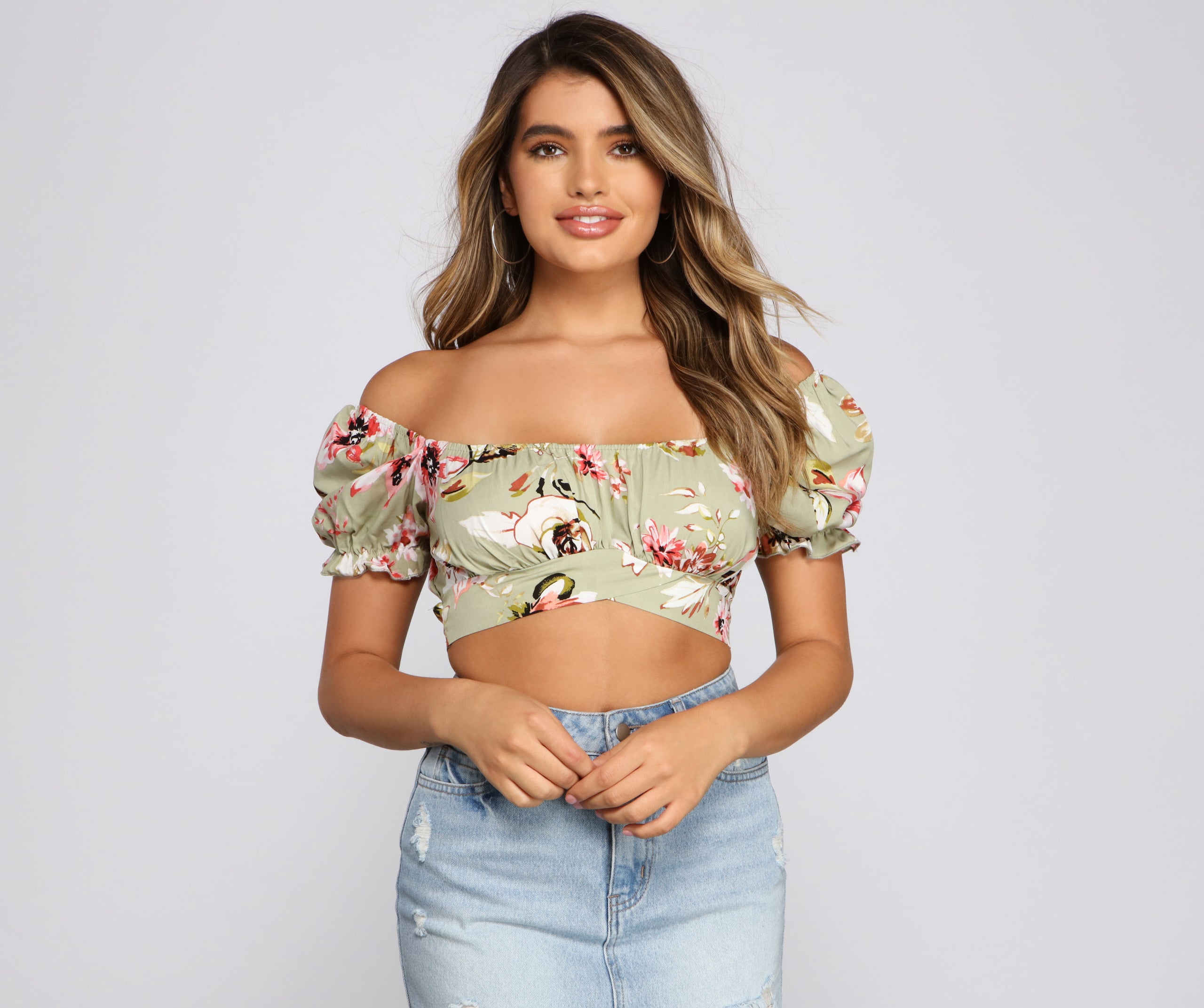 Floral Dreams Puff Sleeve Crop Top