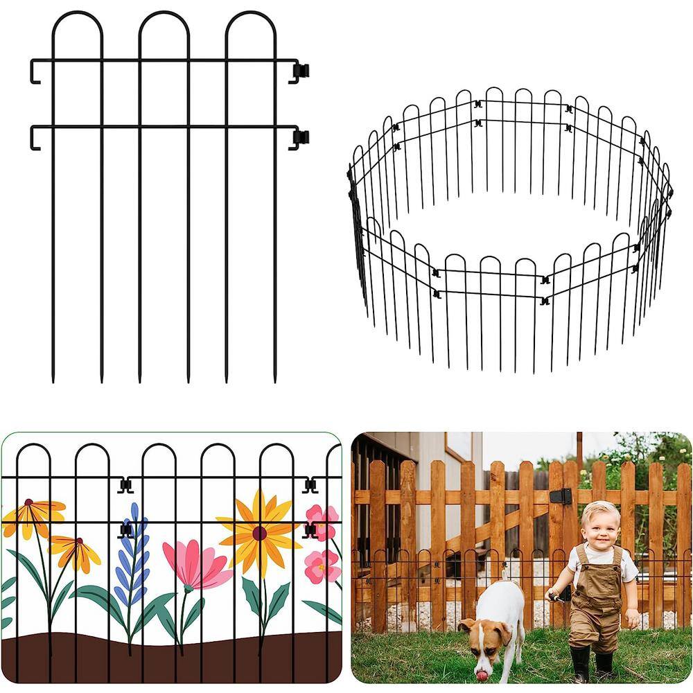 Oumilen 20-Pack No Dig Fence Decorative Garden Fence Border Rustproof Black Metal LT-K298