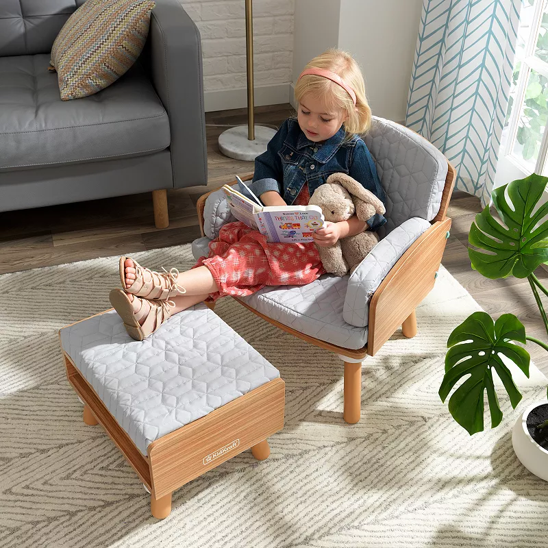 KidKraft Mid-Century Kid Reading Chair and Ottoman