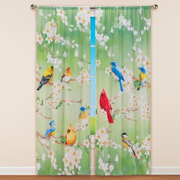 Collections Etc Colorful Spring Songbirds Scene Window Curtains