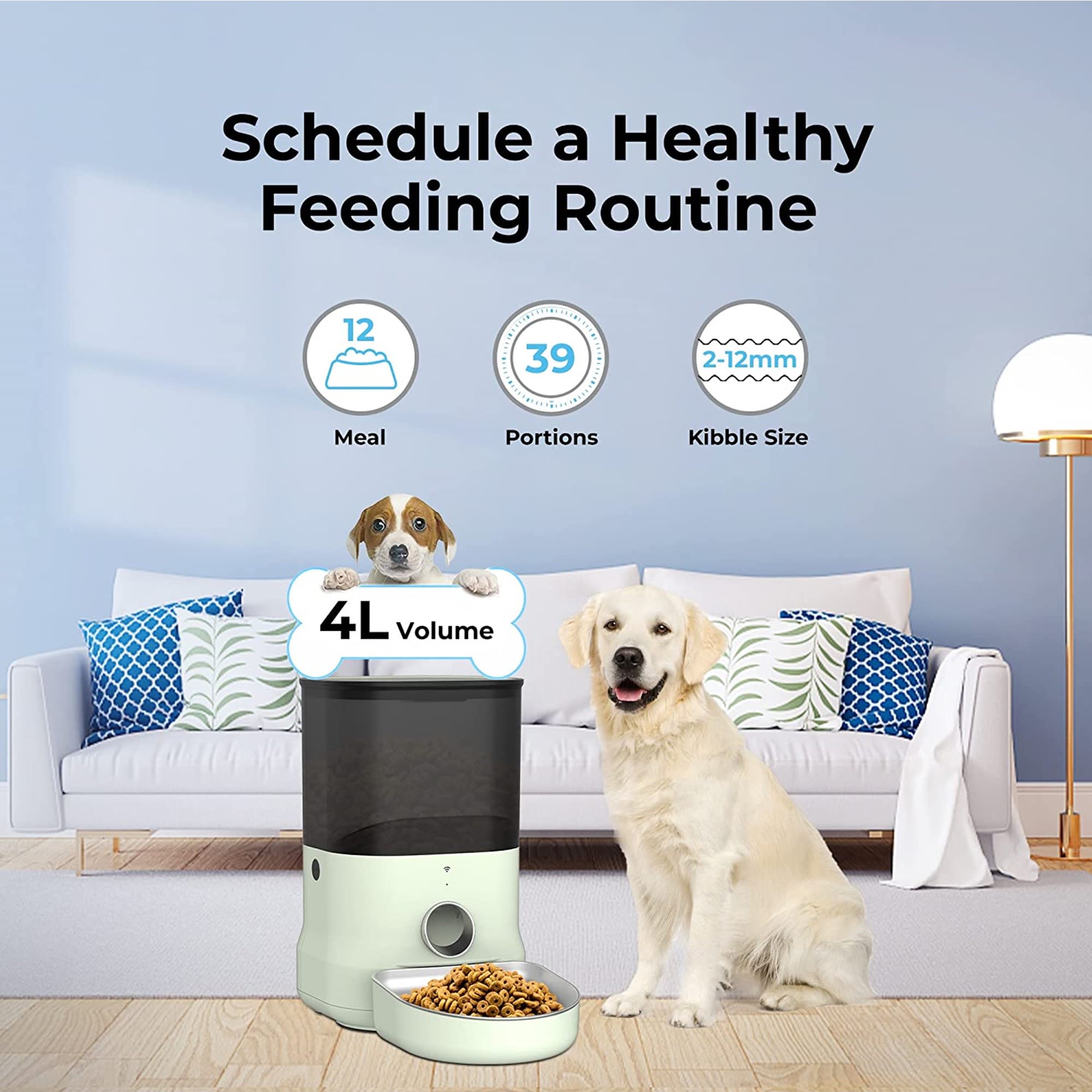 Dogness Green Cube App Feeder， 4 Liters