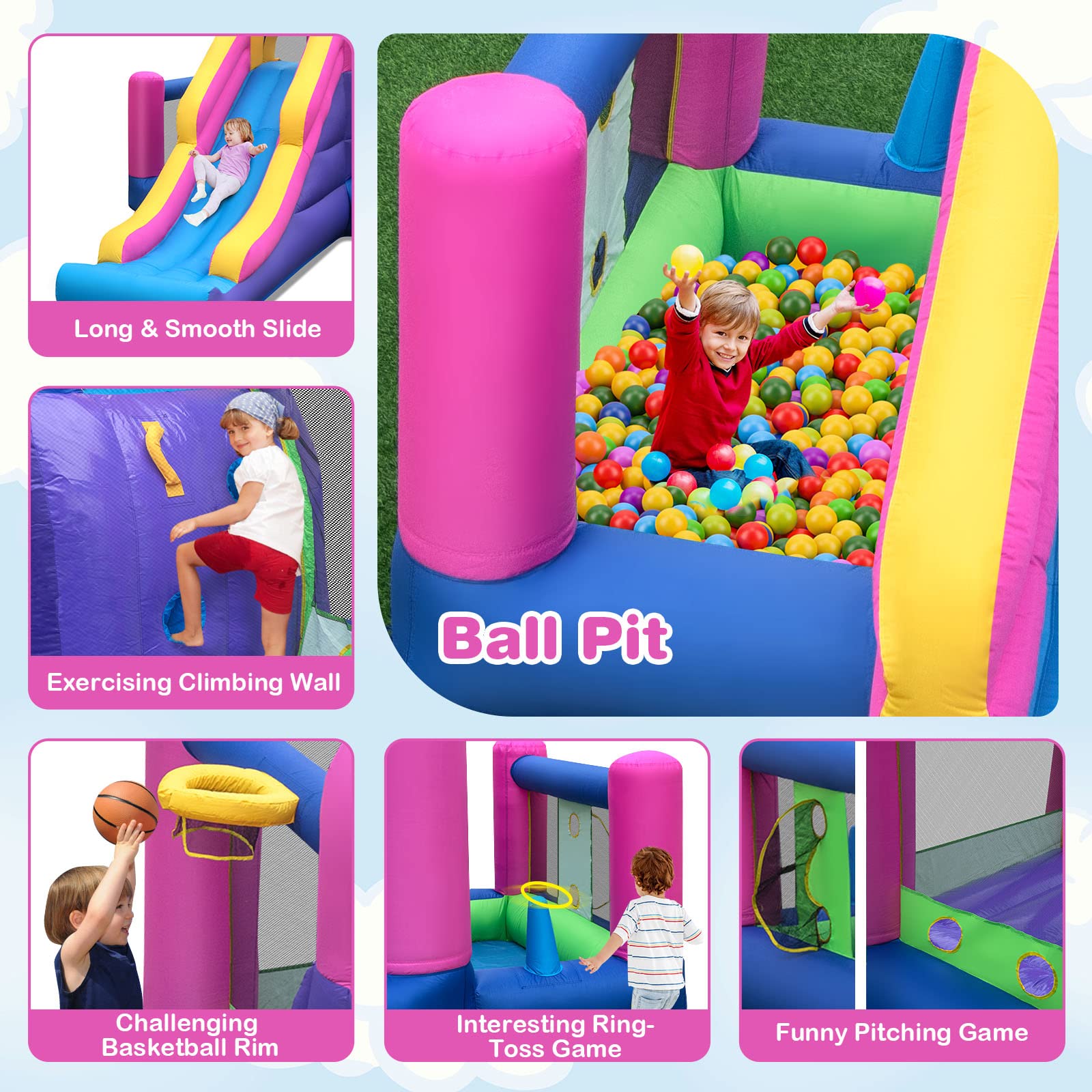 BOUNTECH Inflatable Bounce House, Bouncy House for Toddler Kids 5-12 Indoor Outdoor Party Fun