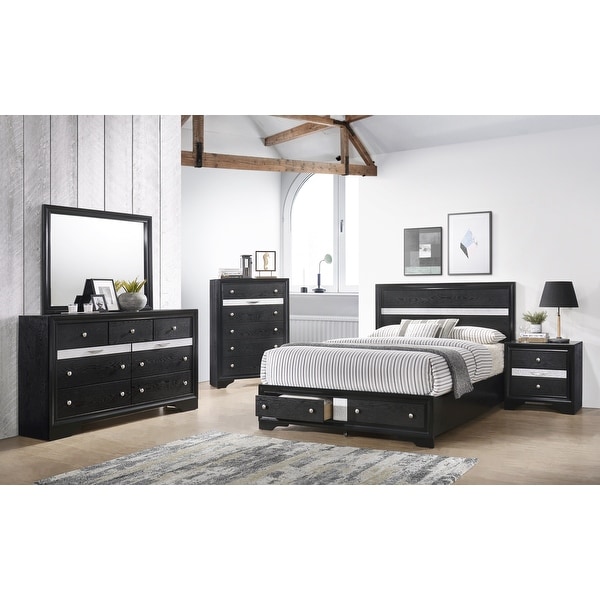 Matrix Queen 4 PC Storage Bedroom Set in Black - - 37994620