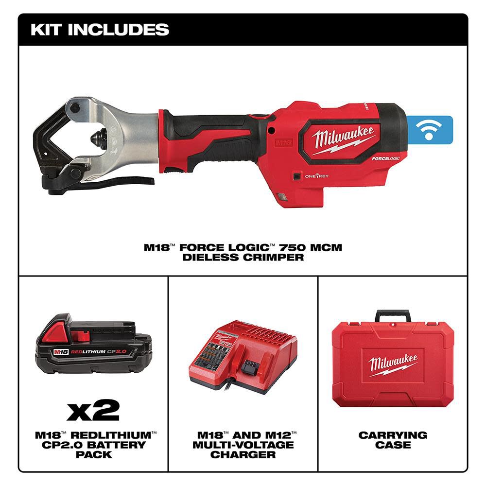 Milwaukee M18 Force Logic 750 MCM Dieless Crimper 2877-22 from Milwaukee