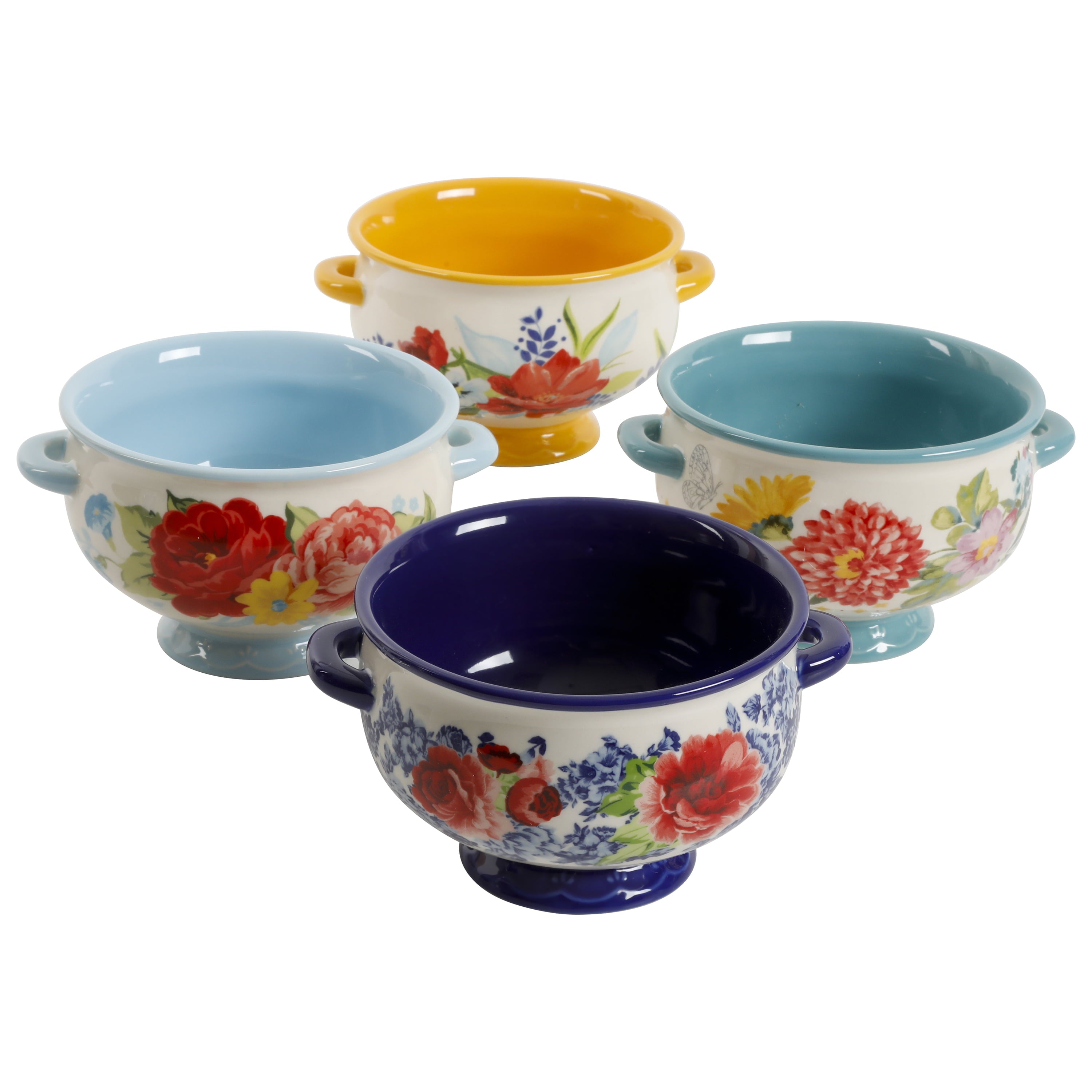 The Pioneer Woman Floral Medley 20-Ounce Soup Bowls， 4-Pack