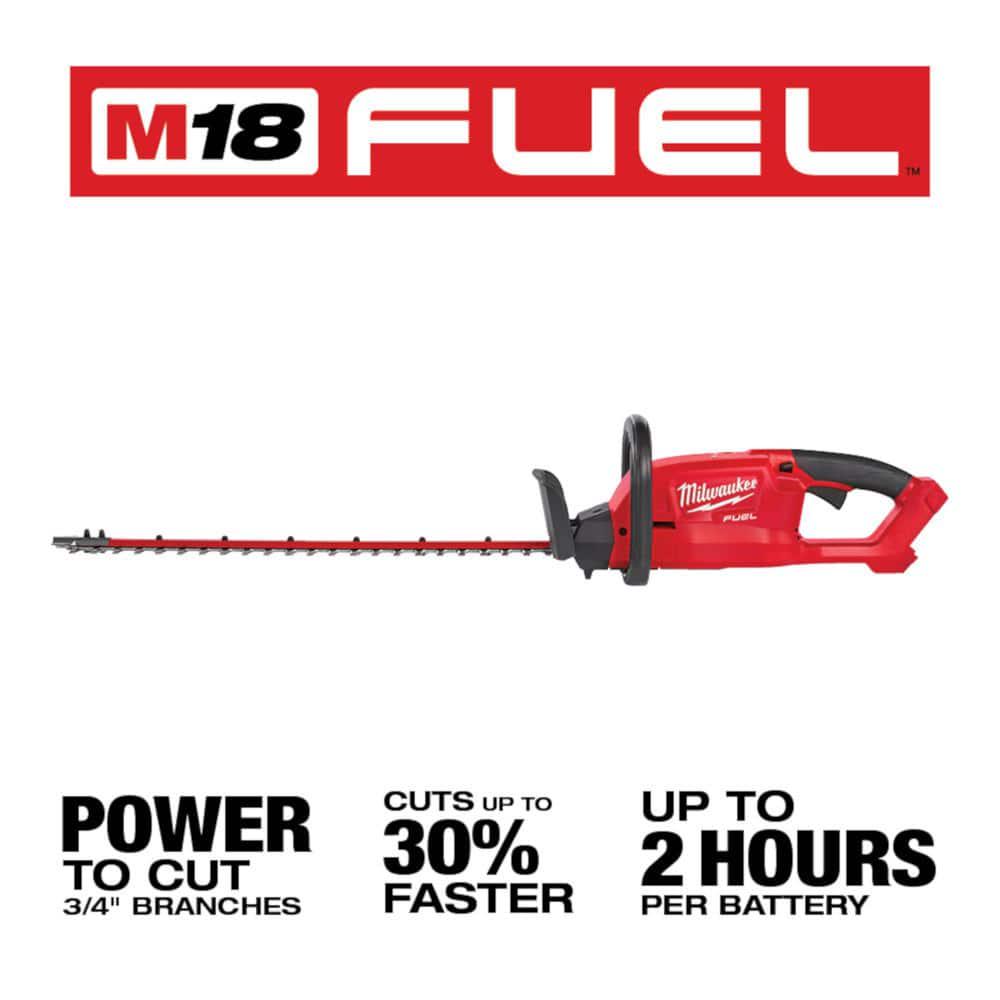 Milwaukee M12 FUEL 8 in 12V LithiumIon Brushless Cordless Hedge Trimmer Kit with M18 FUEL 24 in Hedge Trimmer