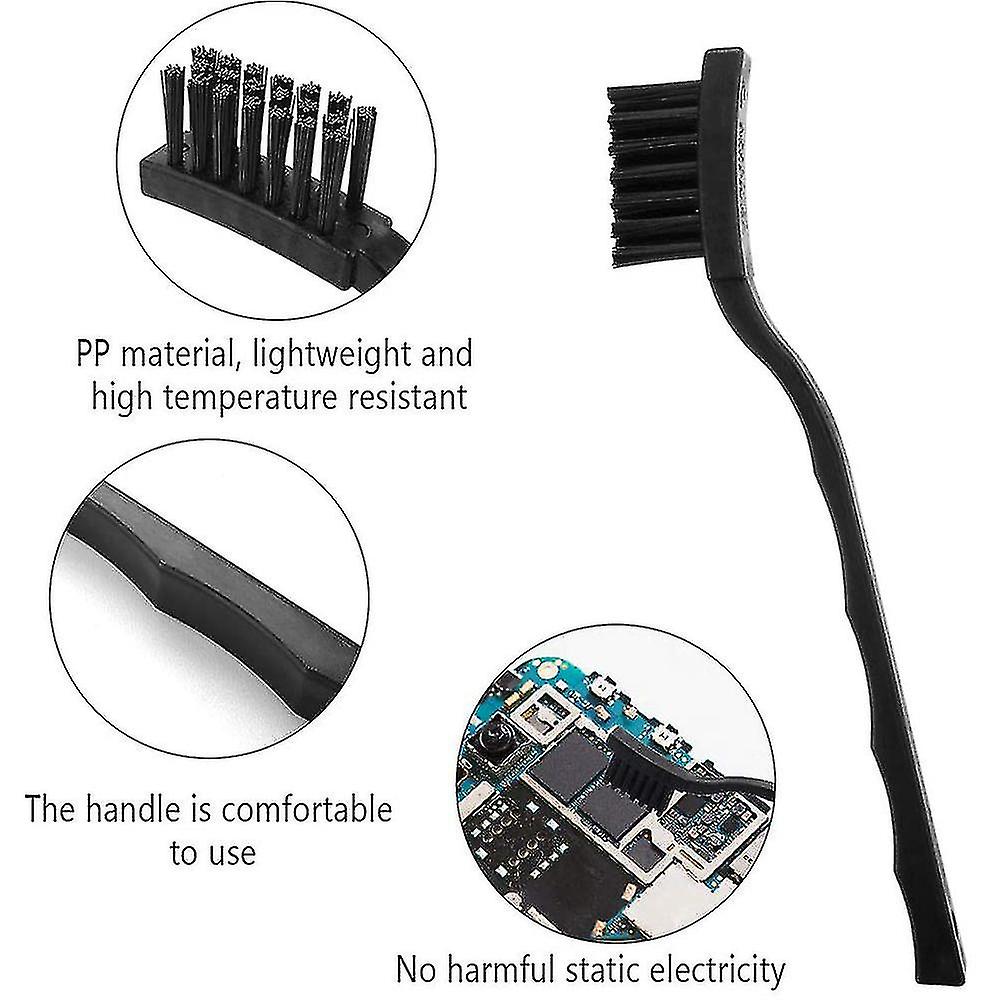 Handle Anti Static Brushes， Portable Nylon Cleaning Brushes And Tweezers Keyboard Puller Wooden Brush Wiping Cloth Computer Keyboard Cleaning Brush Ki