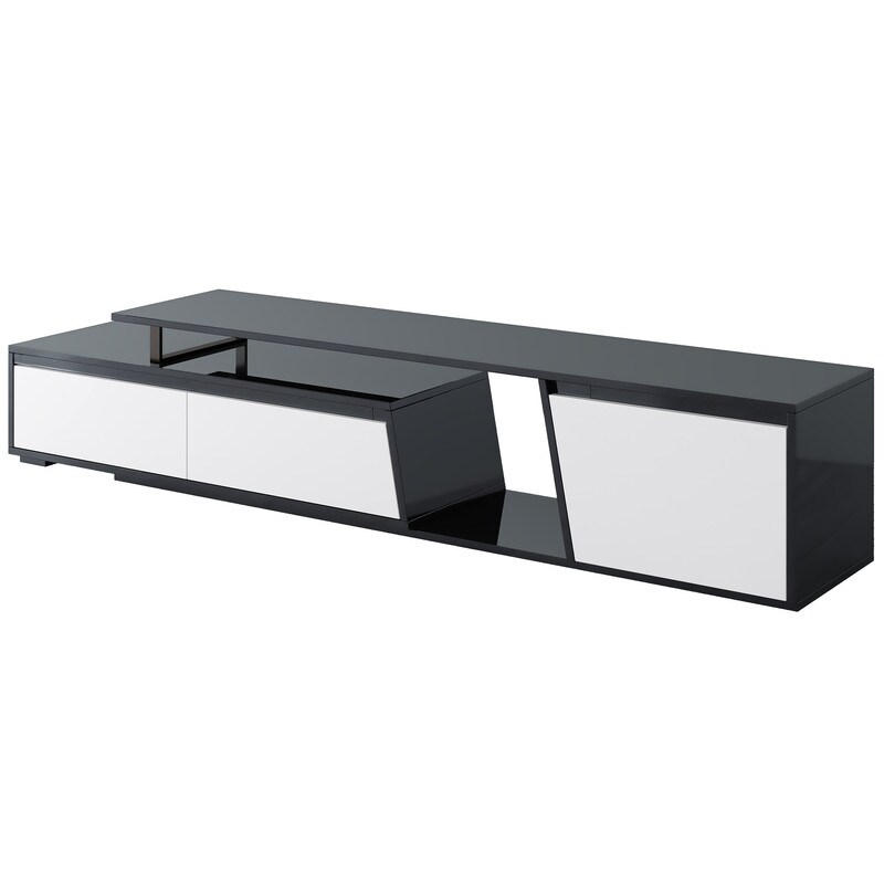 Modern Retractable TV Stand  Extendable Media Console TV Cabinet with 2 Drawers and 1 Cabinet for Living Room