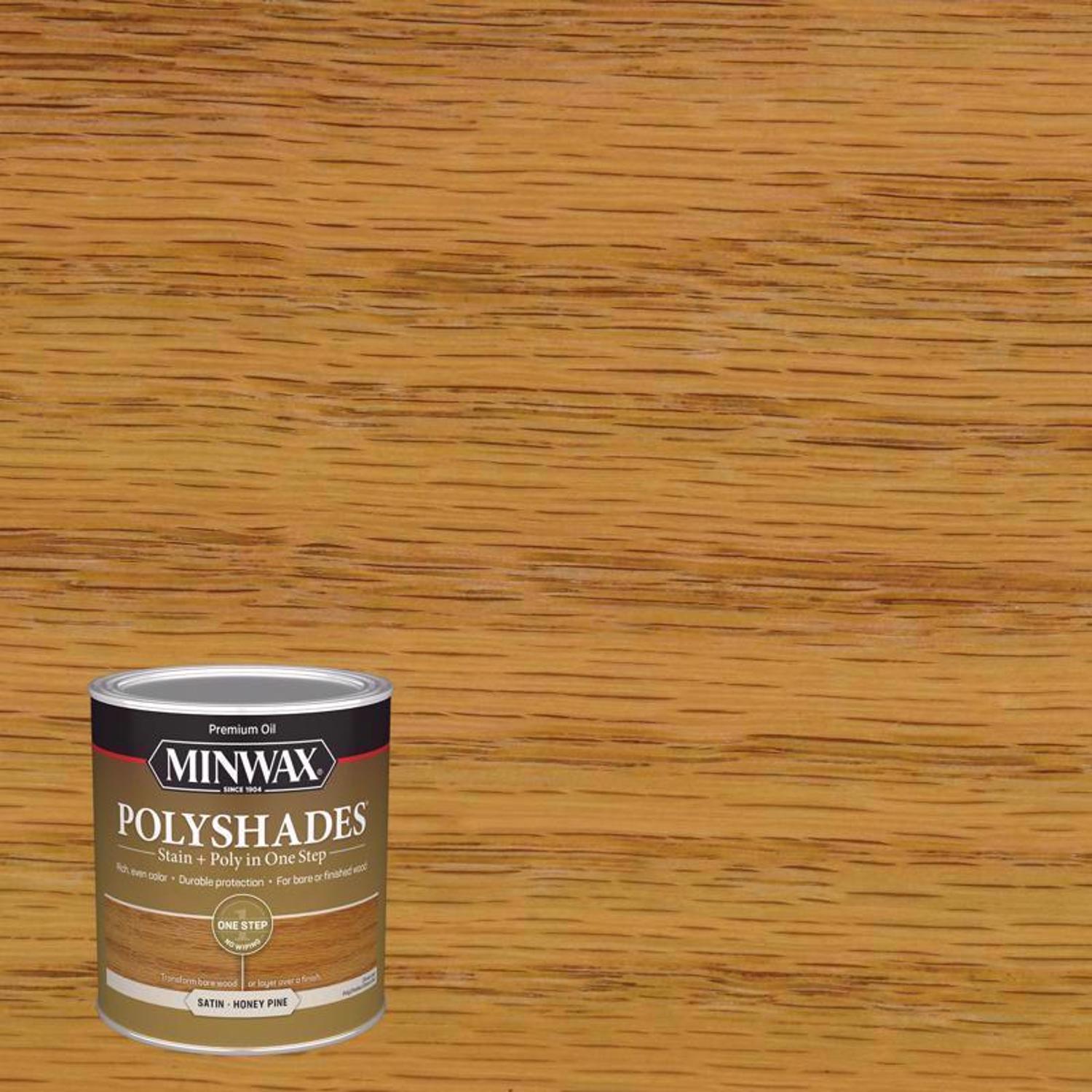 Minwax PolyShades Semi-Transparent Satin Honey Pine Oil-Based Stain/Polyurethane Finish 1 qt