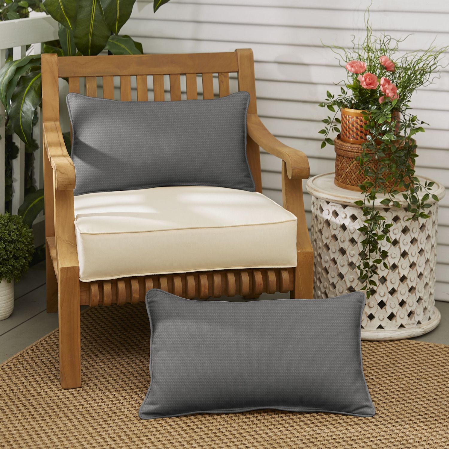 Sorra Home Indoor Outdoor 24 in. x 14 in. Corded Pillows 2-Piece Set