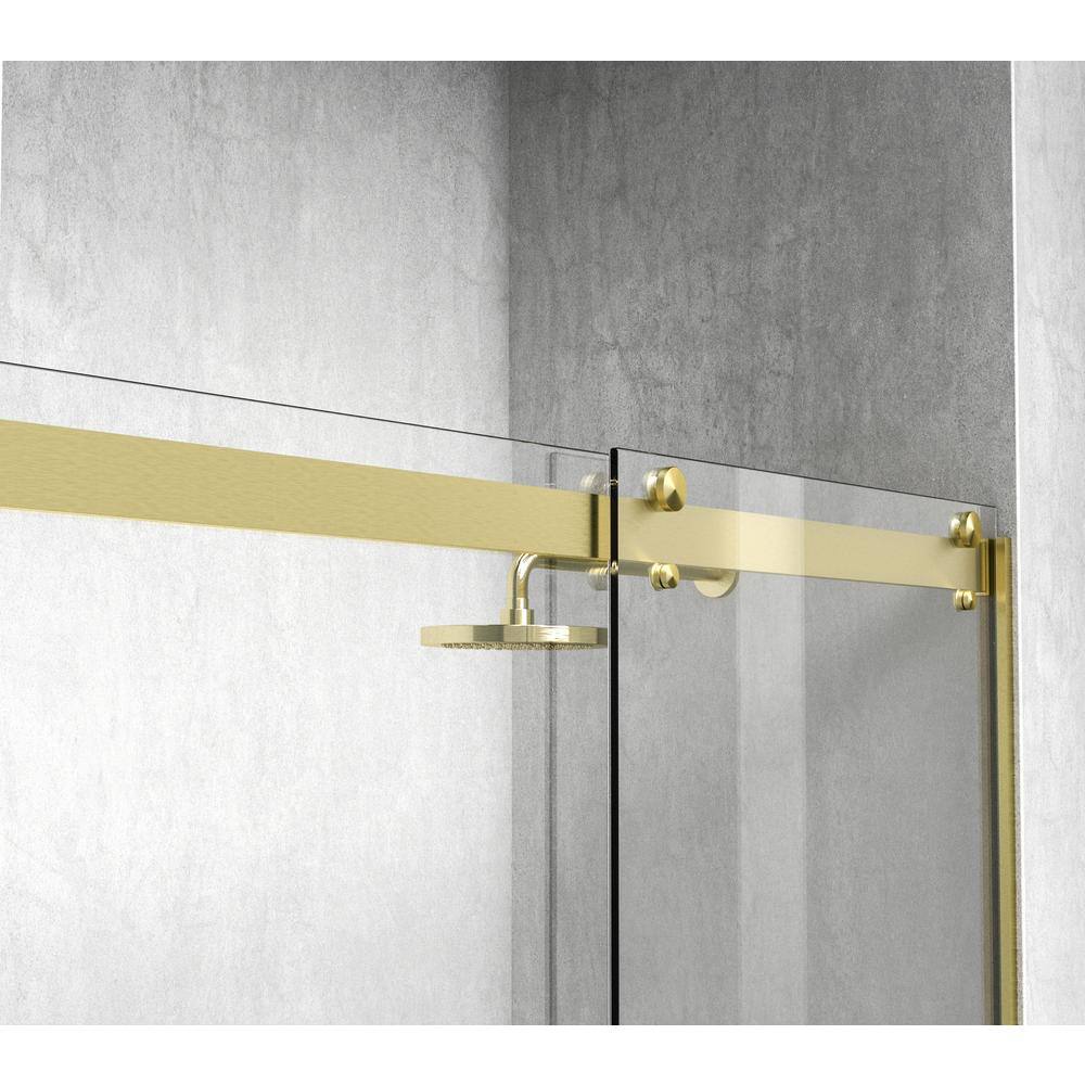 Frameless Sliding Shower Door in Brushed Gold with Clear Glass SWDR2023038G