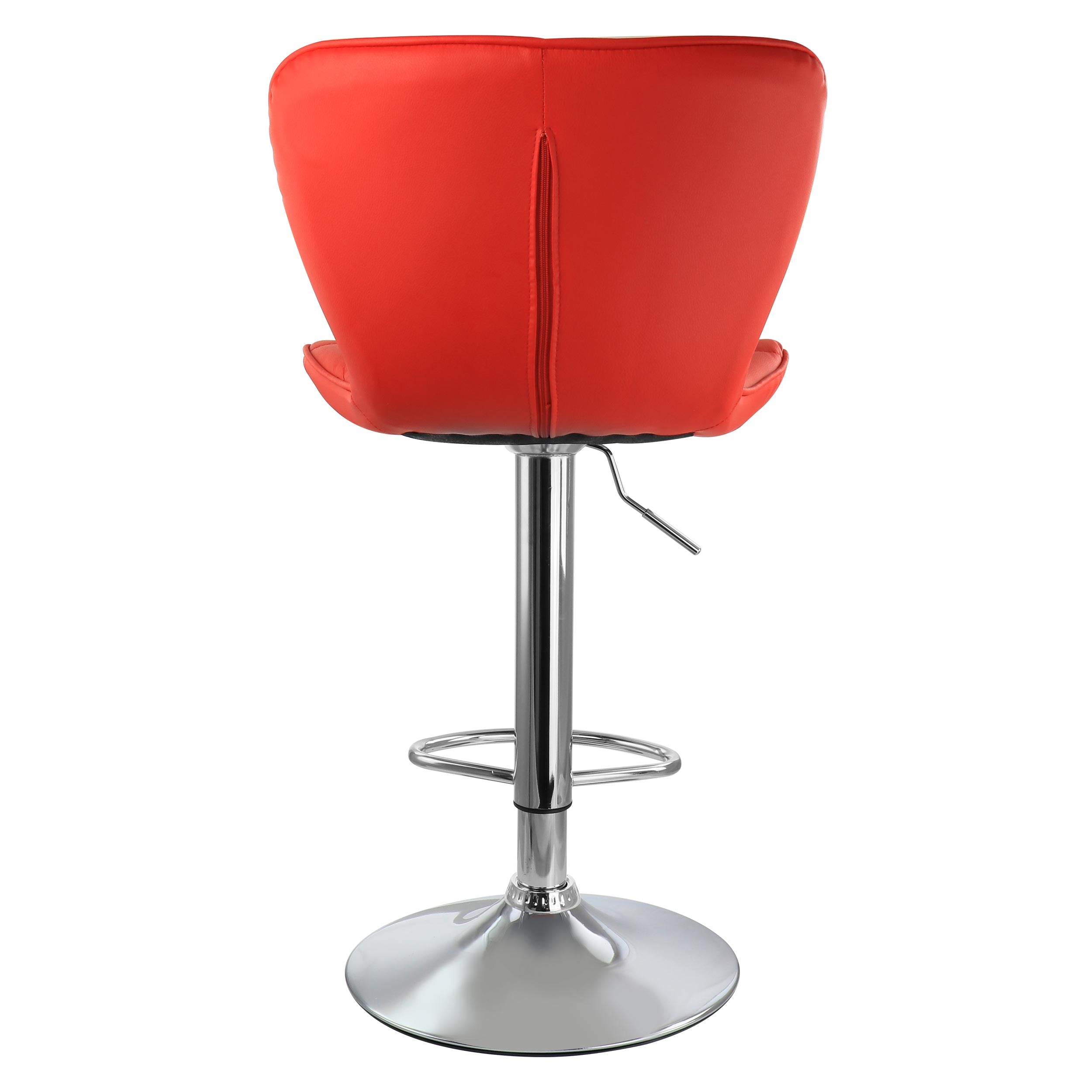 Elama Bar Stool with Adjustable Height and Swivel， Red and Chrome， Set of 2