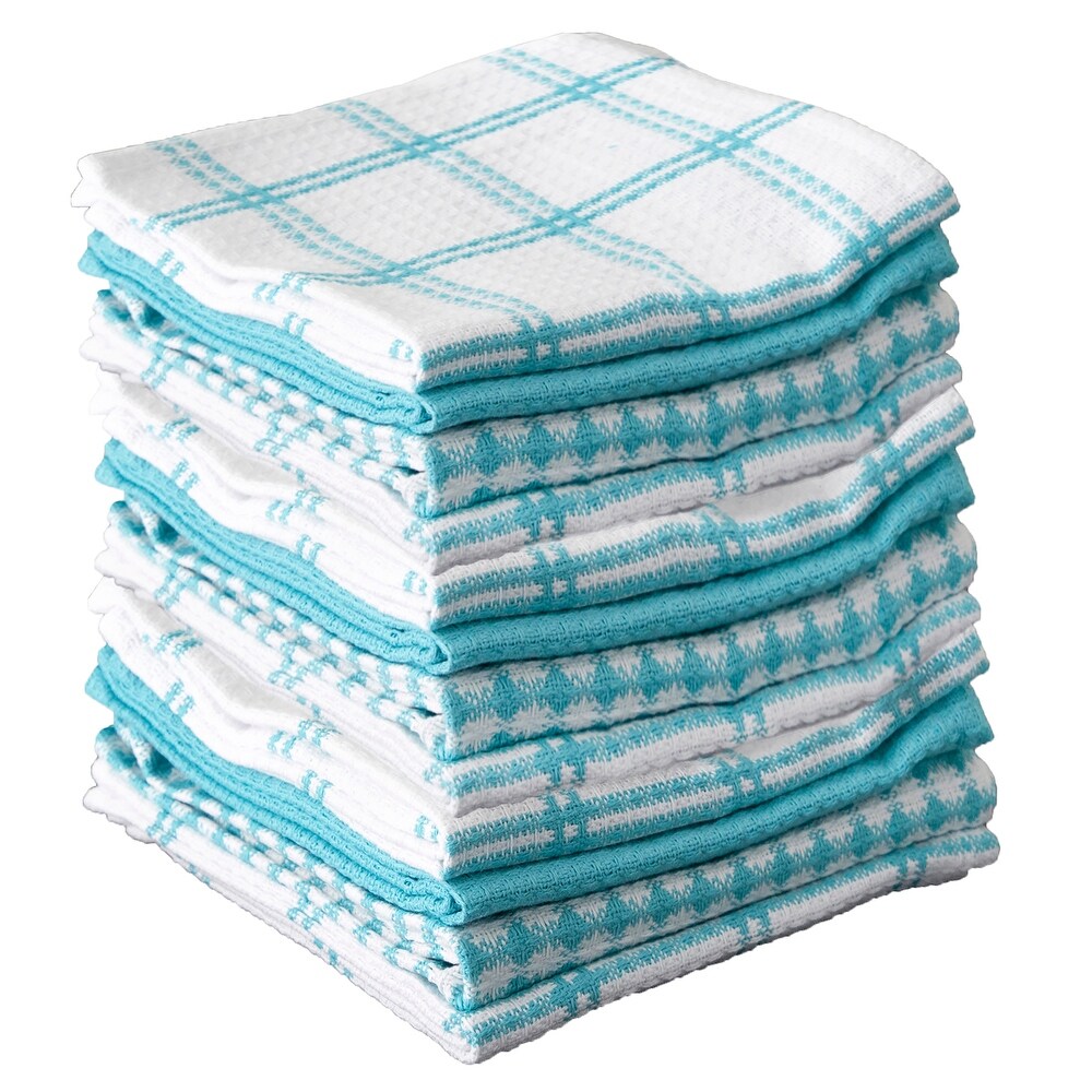 T fal Textiles 12 Pack Flat Waffle Cotton Kitchen Dish Cloth Set