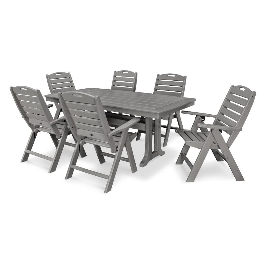 POLYWOOD 7-Piece Nautical Dining Set in Slate Grey