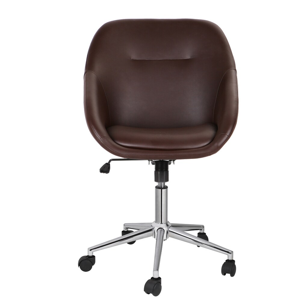 Porthos Home Hayes Swivel Office Chair  Chrome Base  PU Leather