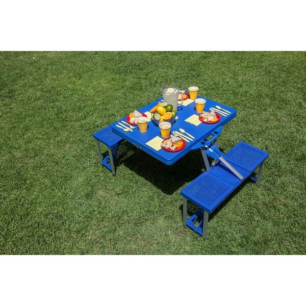 Picnic Table Blue Portable Folding Table with Seats