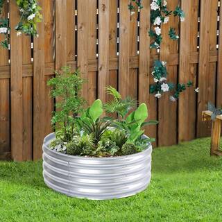 LuxenHome 36 in. Round Galvanized Steel Raised Garden Bed WHPL1665