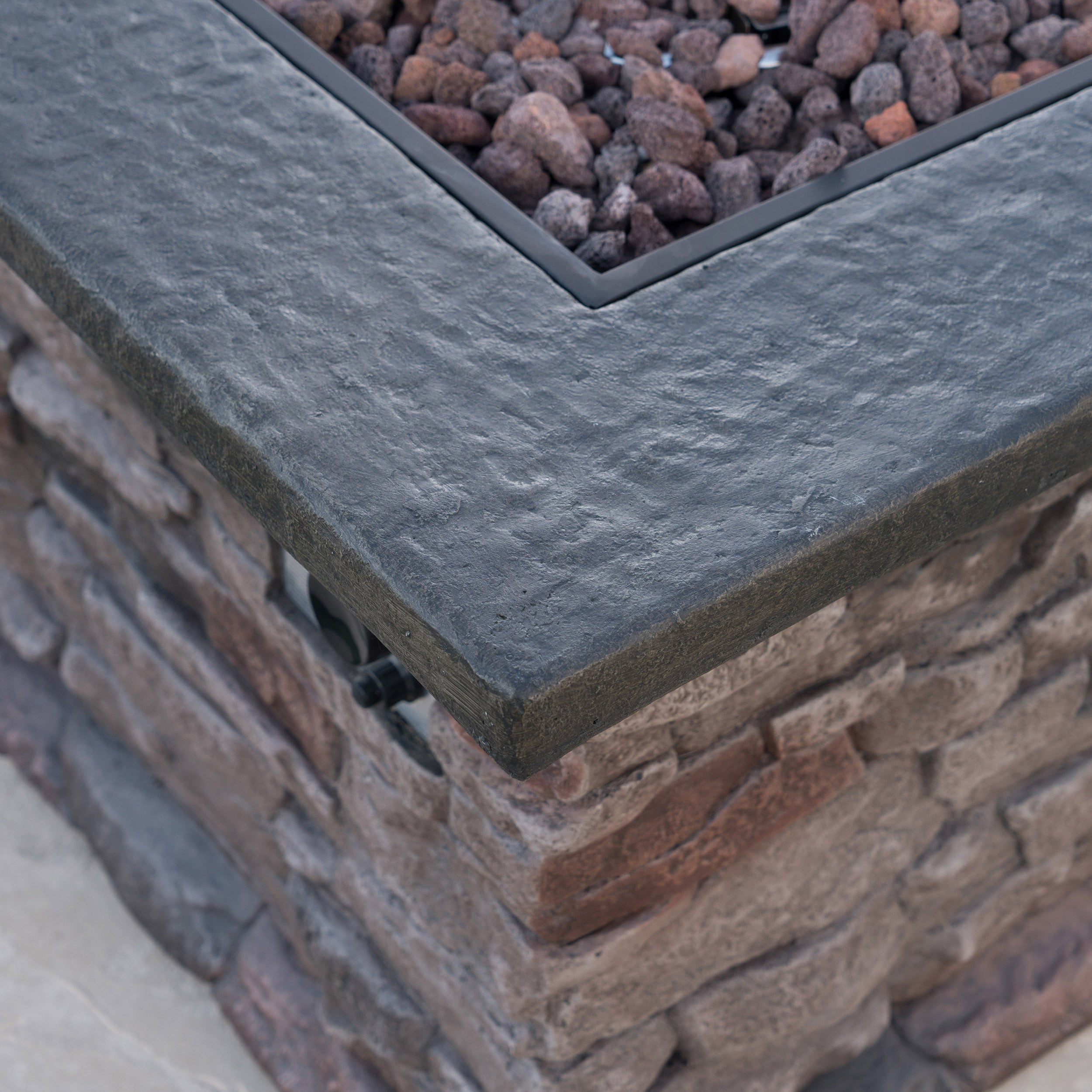 Stone Outdoor Natural Stone Finished Propane Fire Pit -- 40,000 BTU