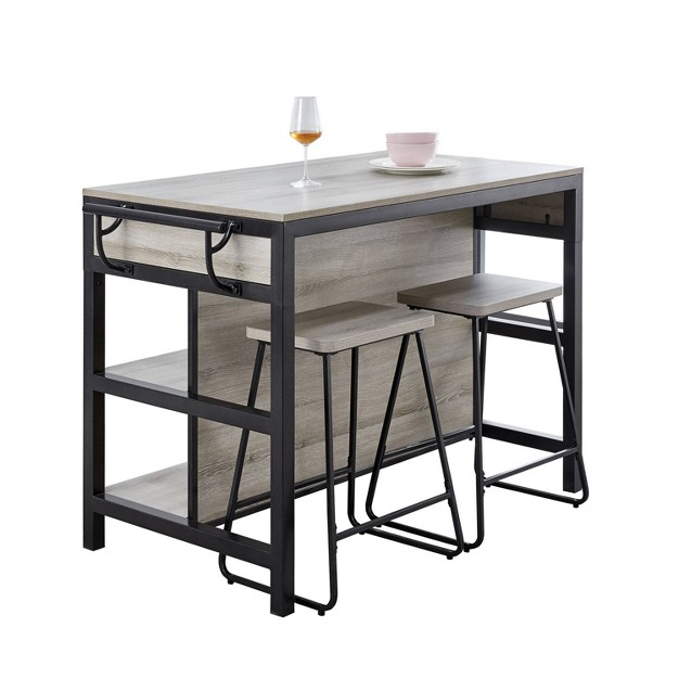 3pc Homesessentials Dining Set Driftwood gray