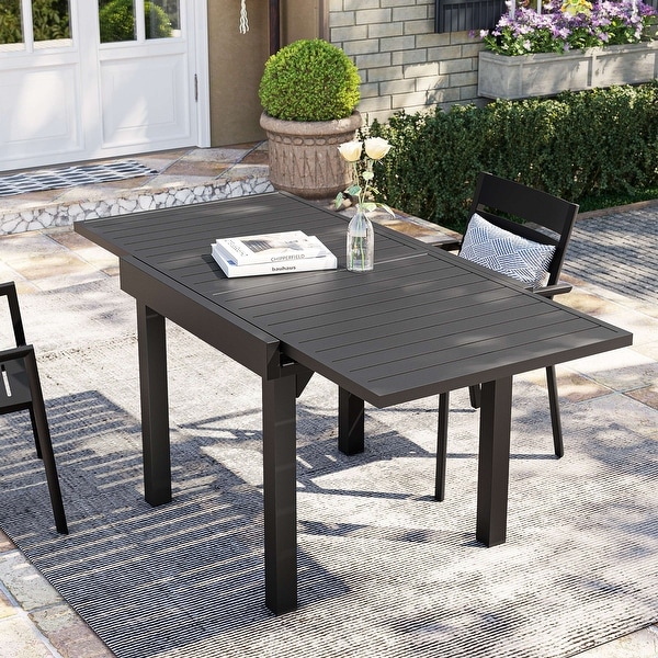 3/5/7 Pieces Patio Dining Set，Aluminum Expandable Table，Folding Padded Adjustable Chair