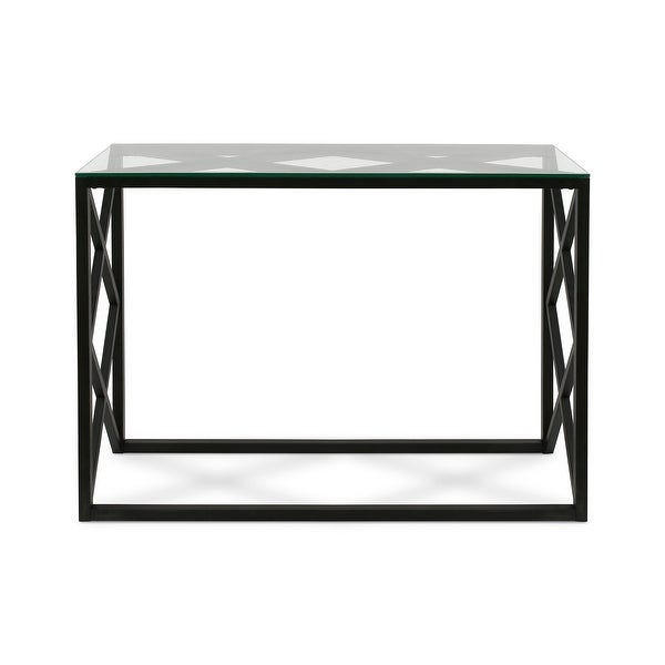 Silver Orchid Stifter Geometric X-base Metal/Glass Console Table