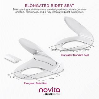 KOHLER Novita Electric Bidet Seat for Elongated Toilets with Remote Control in White BH90-N0