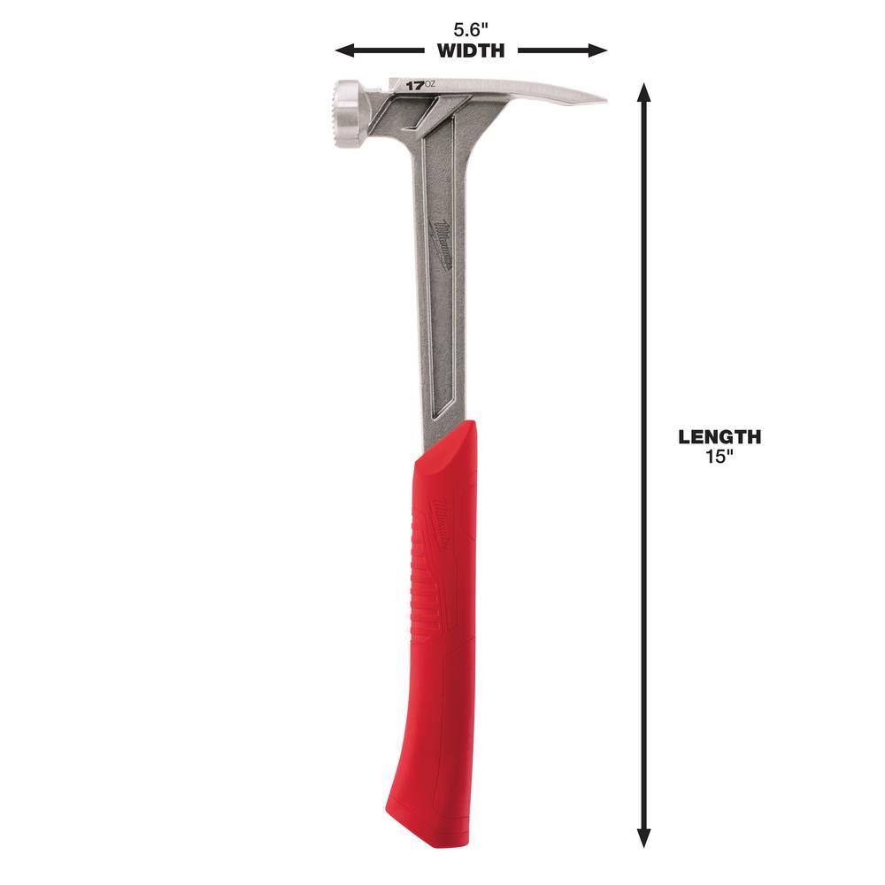 MW 17 oz. Milled Face Framing Hammer with Hammer Loop 48-22-9016-48-22-8149